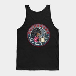 Funny cute Doxie Dachshund cup of coffee Brew tee Tank Top